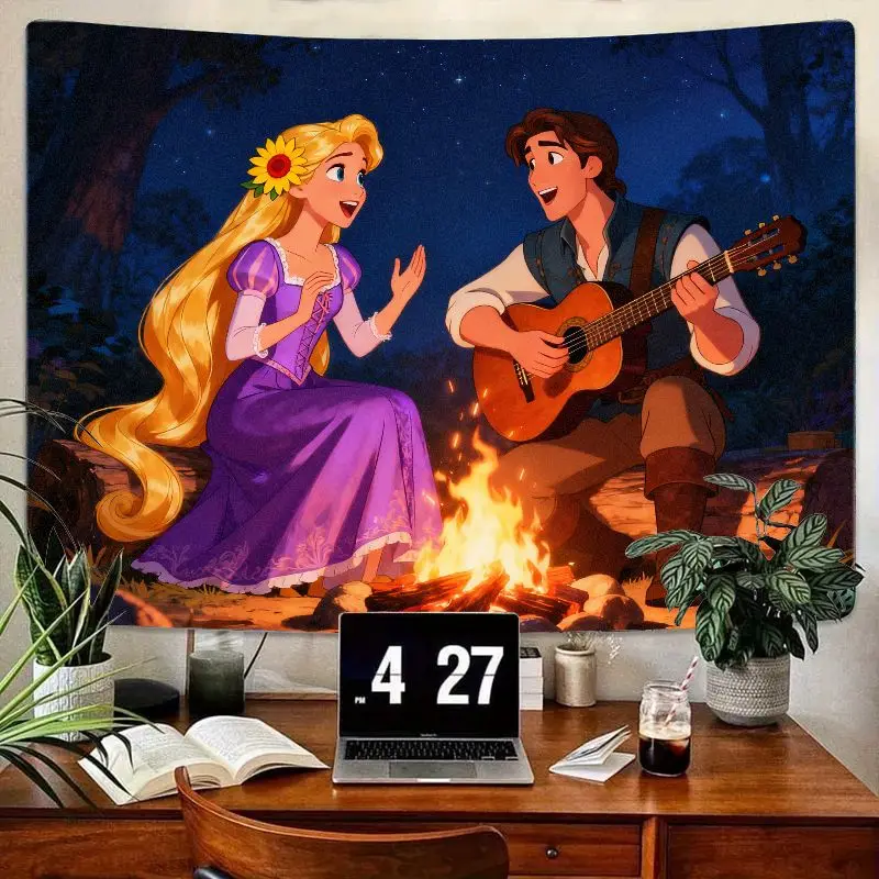 

1 шт. Disney Tangled Rapunzel Flynn Rider Campfire романтический гобелен из полиэстера настенный художественный декор для спальни подарок