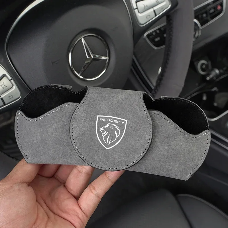 Car Sun Visor Sunglasses Box Glasses Storage Case For Peugeot 3008 5008 208 308 508 2008 408X 108 Wheel Center Cap