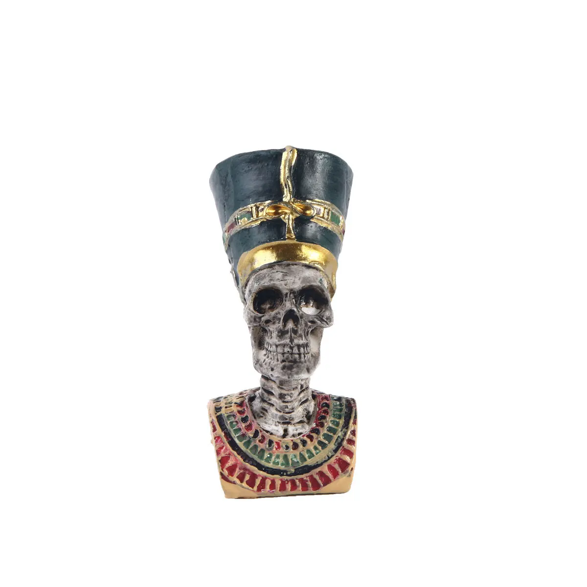 Cleopatra Skull Mummy Sculpture Fish Tank Ornaments Resin Figurine Miniatures Aquarium Landscape Tortoise Reptile Box Decor