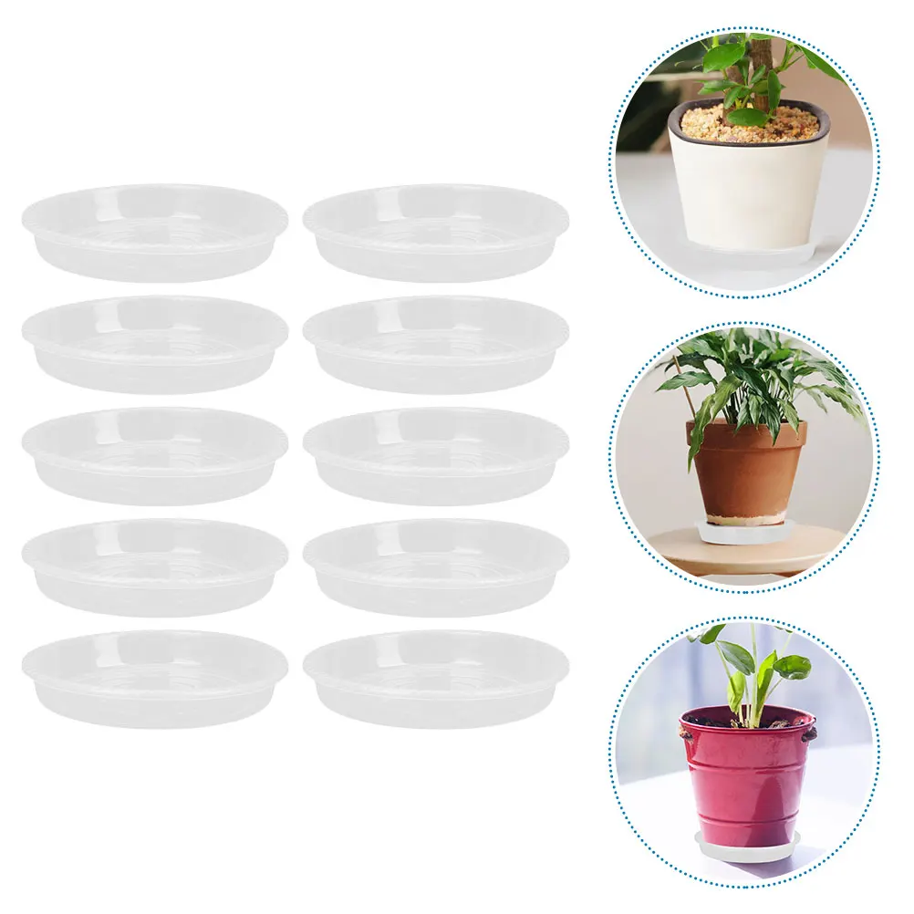 

10pcs Round Planter Tray Plastic Indoor Bonsai Drip Flower Pot Drainage Saucer Clear Plant Saucers No Holes Plant Trays Garden
