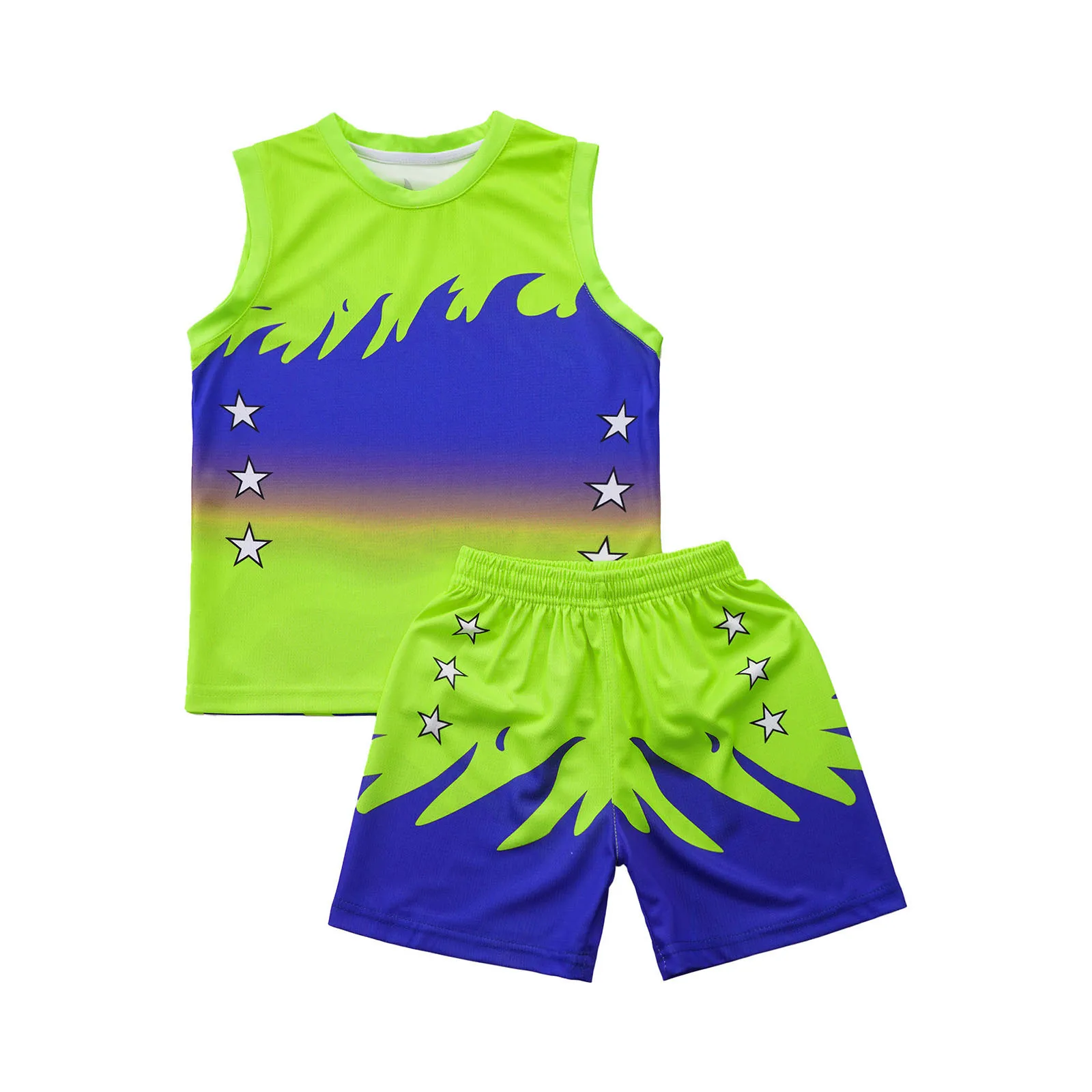 Immagine 7: Completo sportivo da allenamento per basket per bambini per ragazzi, uniforme da calcio, canottiera senza maniche + pantaloncini, abbigliamento per bambini, tuta