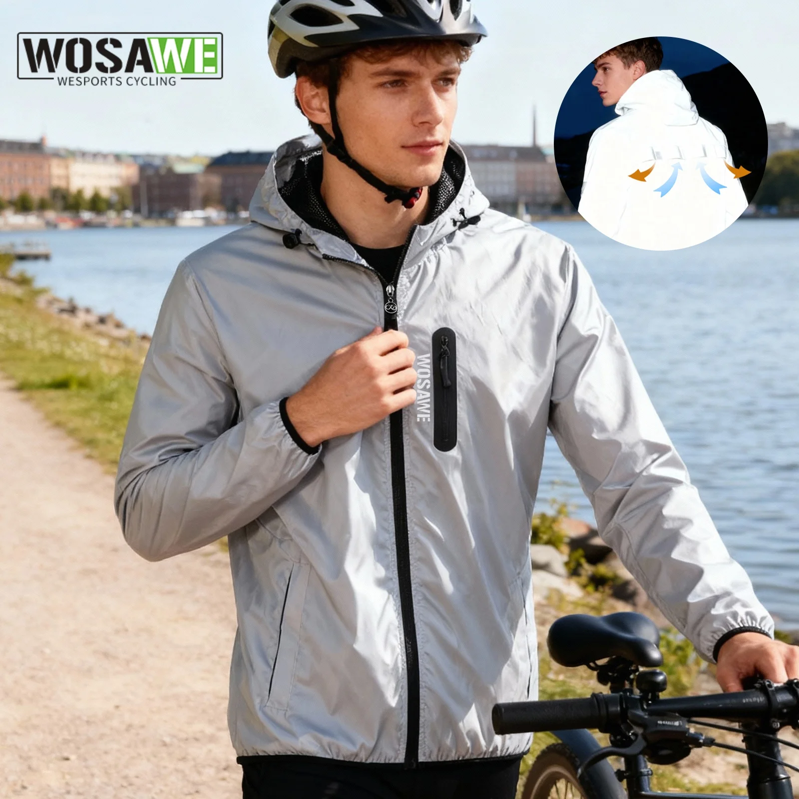 

WOSAWE Windproof Men's Cycling Jackets Waterproof MTB Bike Windbreaker Sports Bicycle Long Jersey Coat