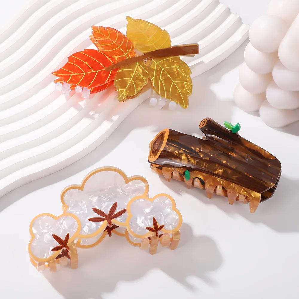 

New Design Maple Leaf Hair Clips Cute Acrylic Stump Styling Hair Claws Hair Accessories For Women Fashion Personality