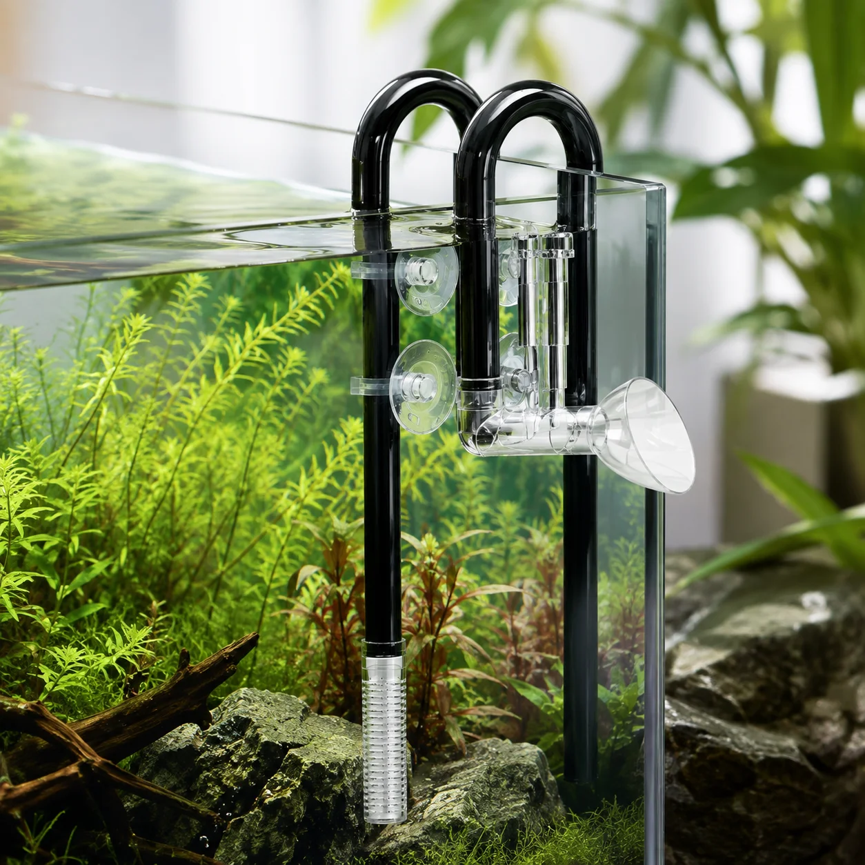 Aquarium Skimmer Inflow Outflow Pipe Set 12mm 16mm Plastic Lily Pipe with Surface Skimmer for Planted Fish Tank