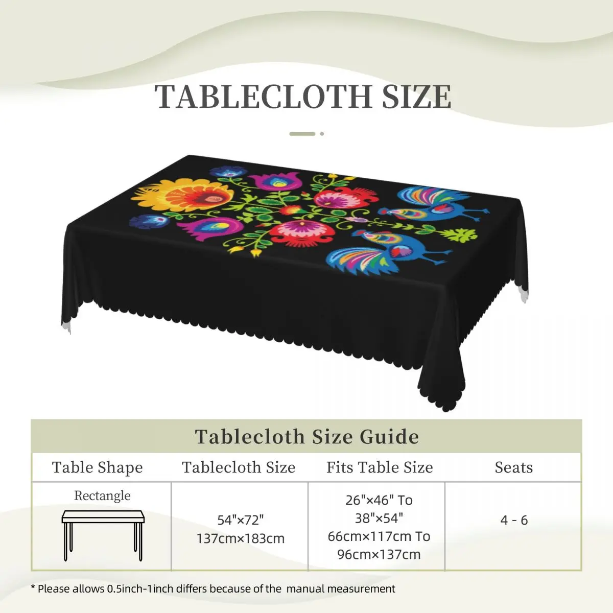 Rectangular Waterproof Oil-Proof Flowers And Roosters Tablecloth Table Covers 40\