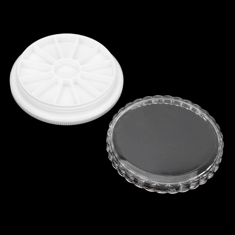 10pcs Round Shape Round Nail Art Decoration Storage Box 12 Compartments Transparent Multipurpose Rhinestone Container