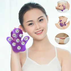 Roller Ball Body Massage Glove Anti-Cellulite Muscle Pain Relief Relax Massager For Neck Back Shoulder Buttocks Face Lift Tools