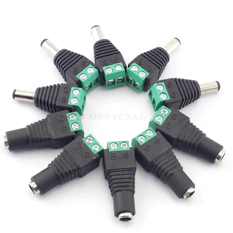 5,5mm x 2,1mm Gleichstromst ecker Buchse Stecker Adapter für einfarbige LED-Streifen CCTV-Überwachungs videokameras