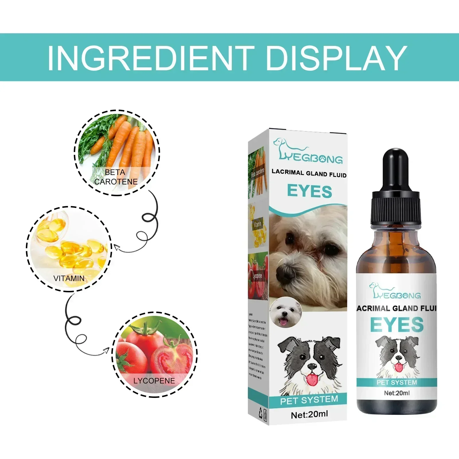 20ml Pet External Conditioning Eye Wash Tear Stain Removal Essence Dog and Cat Eye Feces Removal Pet Tear Stain Cleaner