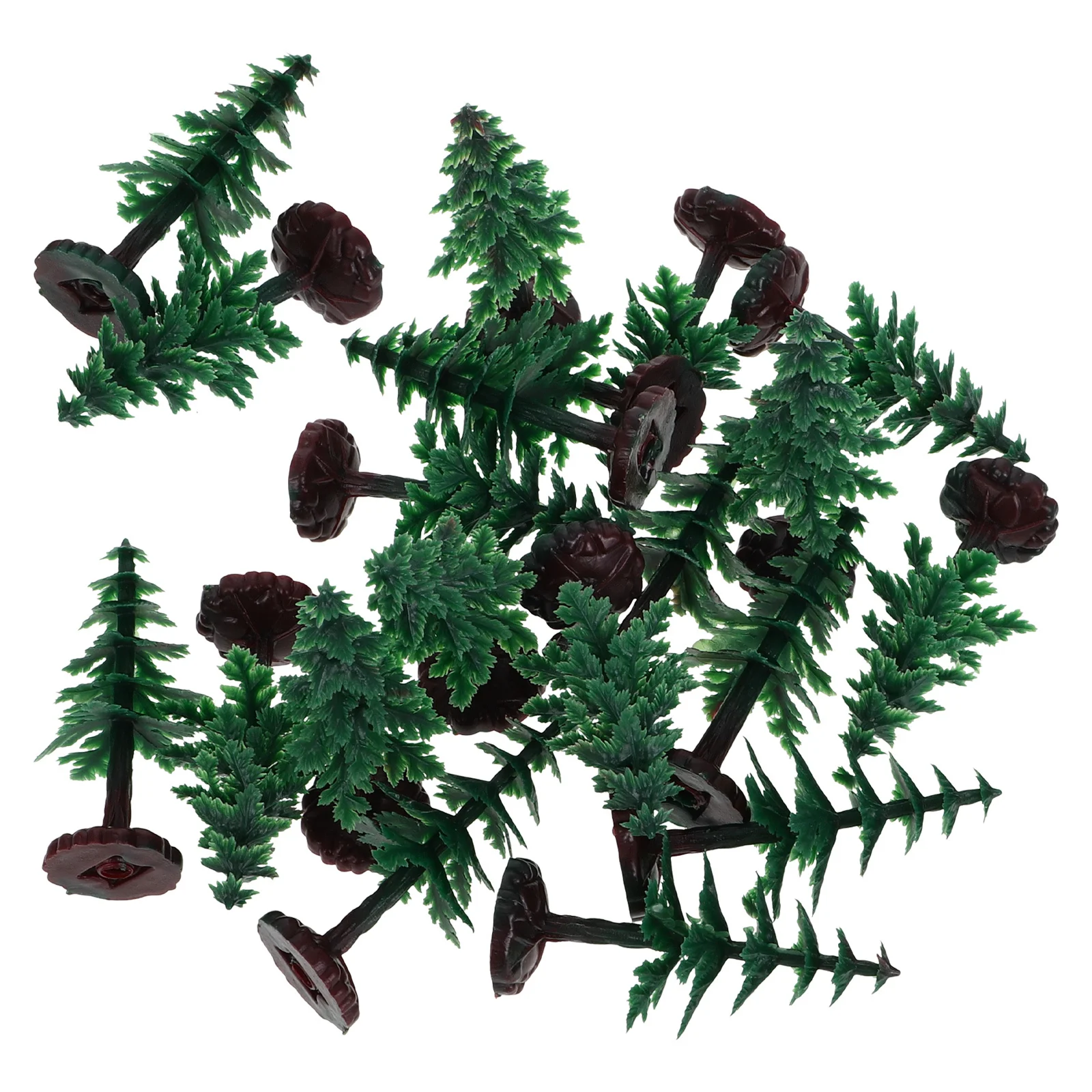 

20 Pcs Christmas Pine Artificial Tree Cake Toppers Building Centerpieces with Plastic Base for Village
