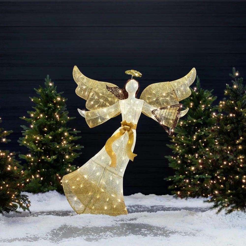 

Outdoor Angel Christmas Decoration with Pre Installed Lights and Winged Holiday Characters, Equipped with LED Lights