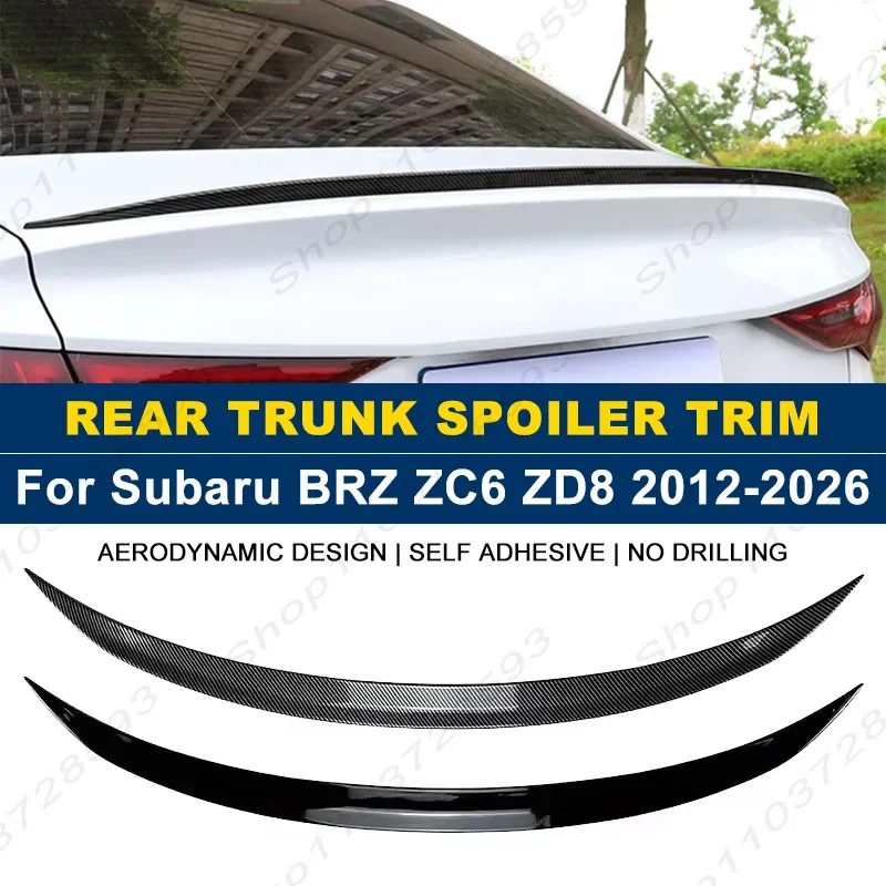 For Subaru Accessories BRZ ZC6 ZD8 2012-2026 Car Rear Trunk Boot Spoiler Wing Lip Body Kits Gloss Black Soft Plastic