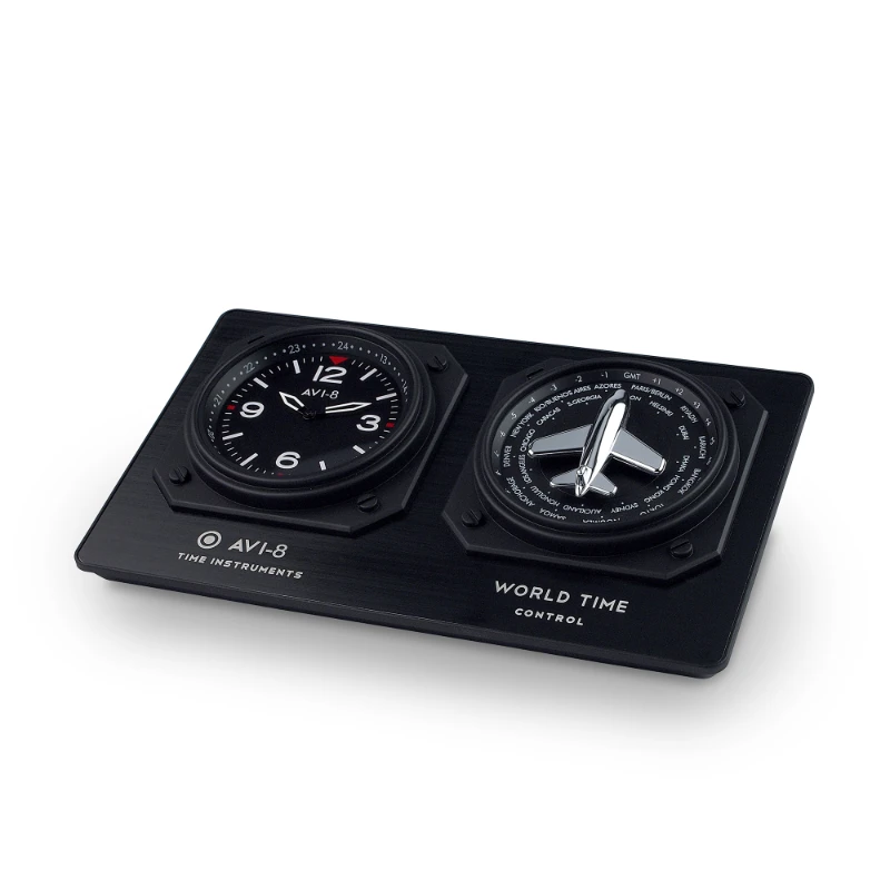 British seat clock instrument panel alarm clock dual time zone world time pilot design av-clock-01