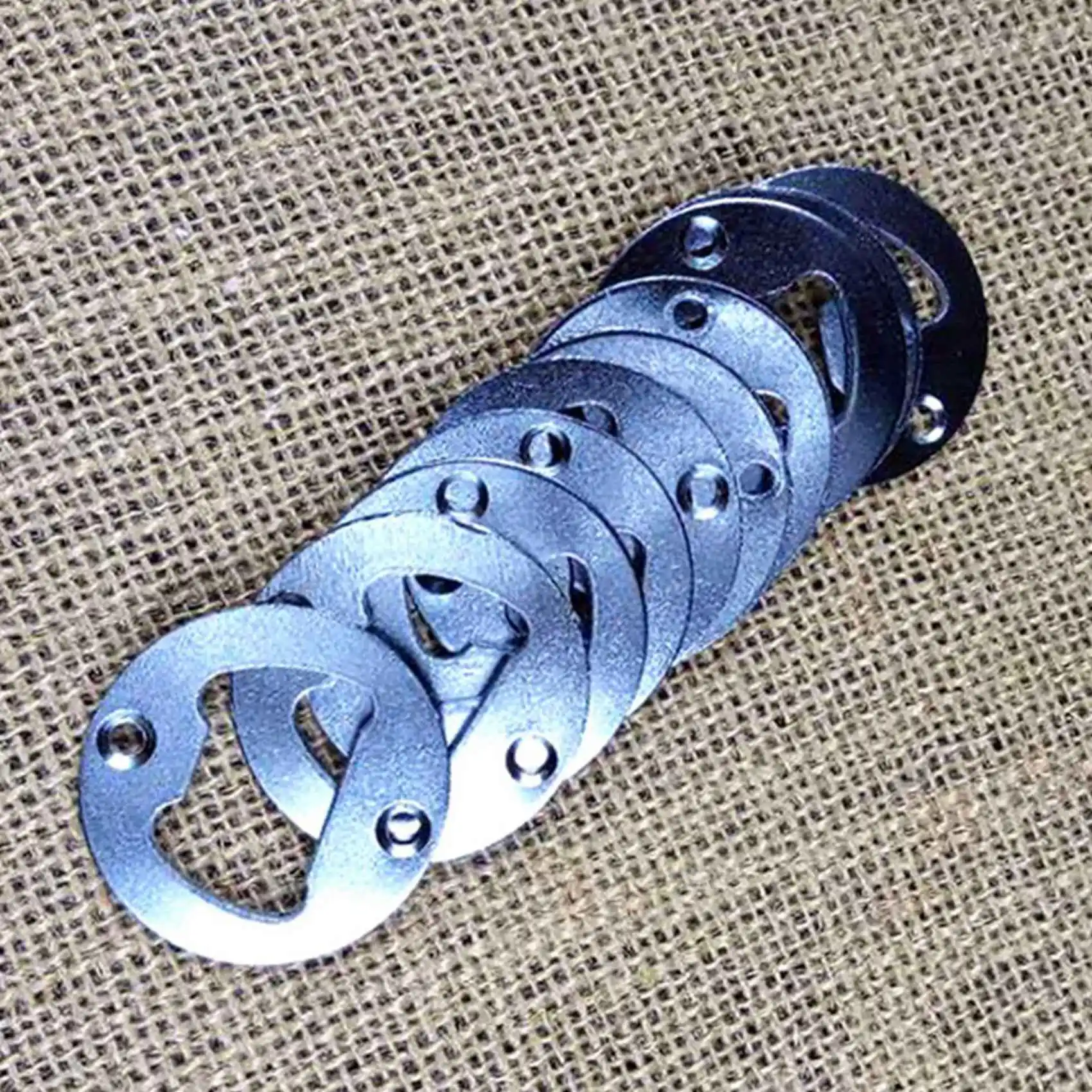 

75STO-100X Bottle Opener Part With Countersunk Holes Round Metal Strong Polished Bottle Opener Insert Parts