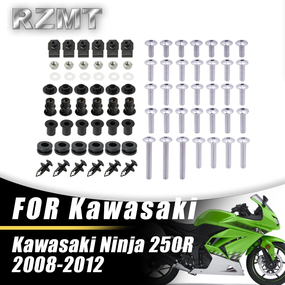 

For KAWASAKI NINJA 250R 2008-2012 2009 2010 2011 Motorcycle Stainless Complete Bodywork Fairing Bolt Kit Screws Clip