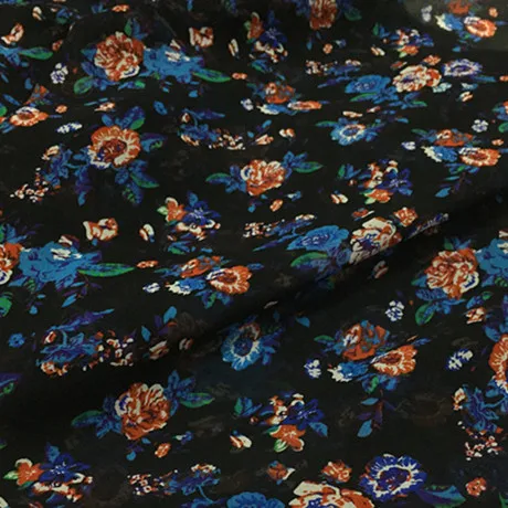 

Dark night blue georgette fabric mulberry silk texture clothing dress silk scarf new