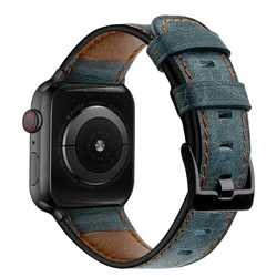 Vintage Cowhide Leather Strap For apple watch band 44mm 38mm 49mm 40mm 41mm Wristband iwatch series se 7 8 Ultra Bracelet