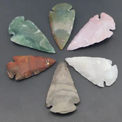 Hot Natural Stone  Women Men Raw Ore Gems Indian Agates Charm Pendants for Necklace Jewelry Arrow Head Rough Healing Point  6pcs