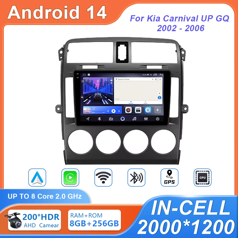 Android 14 For Kia Carnival UP GQ 2002 2003 2004 2005 2006 Android Auto Car Radio Player Stereo Autoradio navigazione Video GPS