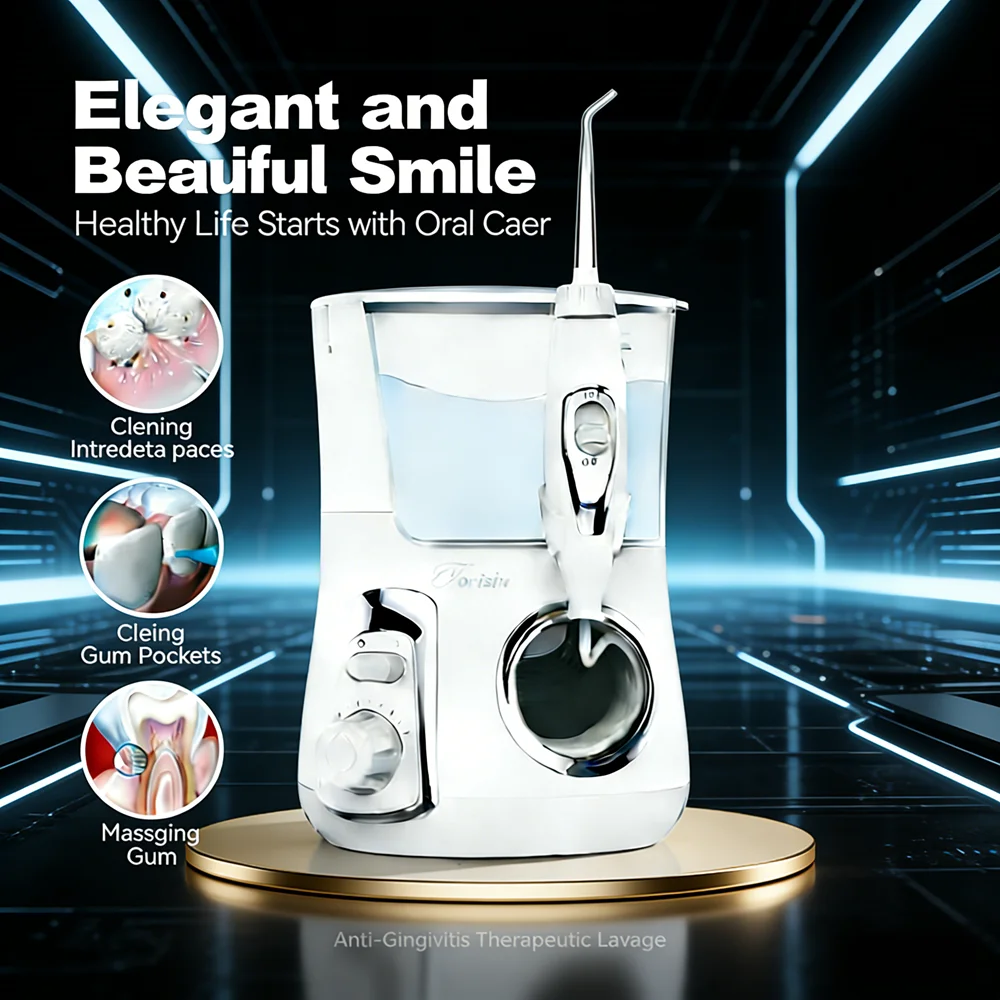 800ML Electric Oral Cleaner Water Flosser, 10 Adjustable Cleaning Modes 5 Nozzles, Professional Device for Anti-Decay Care