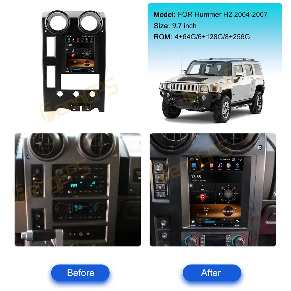 

Автомагнитола 8 ГБ + 256 ГБ для Hummer H2 2004-2009, вертикальный экран, видео, Bluetooth, стерео, автомобильные мультимедийные плееры, GPS, DSP, Carplay