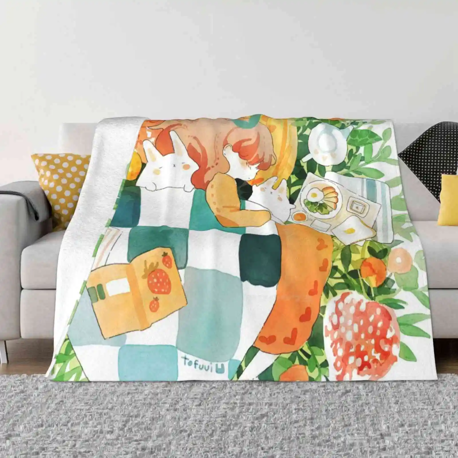 Springtime Snooze. New Arrival Fashion Leisure Warm Flannel Blanket Flowers Watecolor