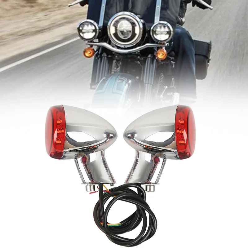 2x Motorcycle Rear Turn Signals Indicators LED Brake Lights For Ha-rley Sportster 883 Iron XL1200 48 Roadster Super 1992-2022