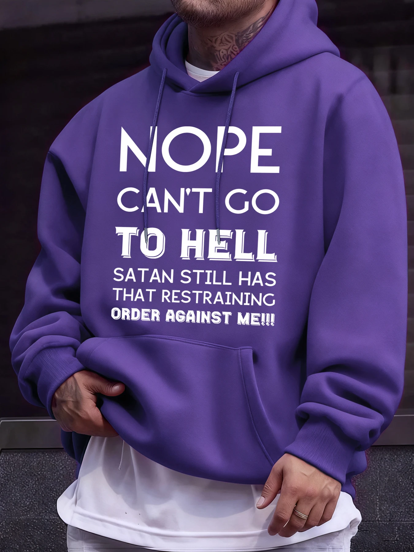 

Мужская флисовая толстовка с принтом «Nope Can't Go To Hell», осенний модный пуловер с карманом, универсальная модель унисекс с длинными рукавами, мягкая повседневная одежда