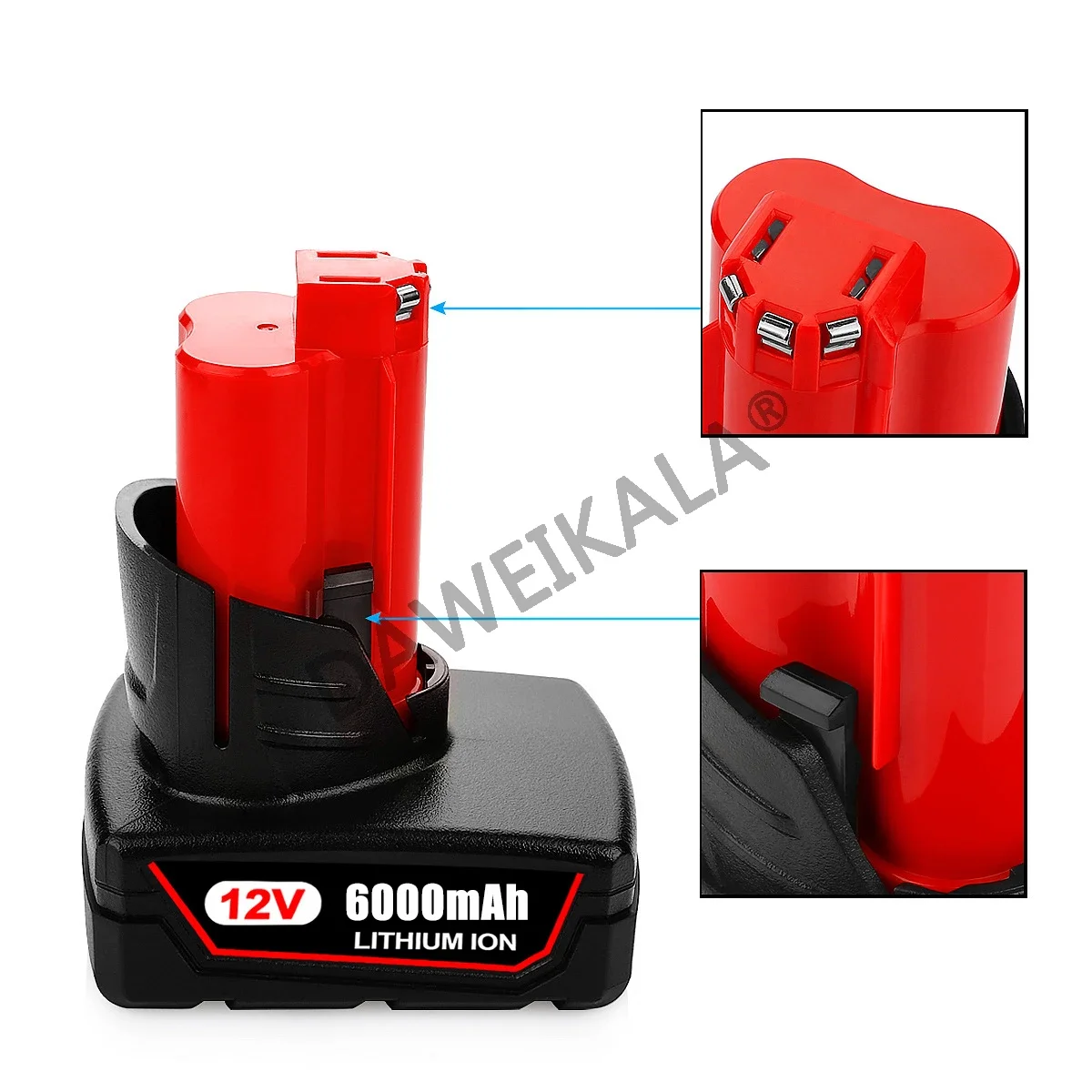 12V 6Ah Li-ion baterie pro Milwaukee 12V nářadí M12 12V M12B6 XC 6.0Ah akumulátorové vrtačky Li-ion baterie 48-11-2402 - náhled 2