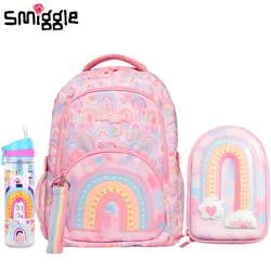 Australian Smiggle backpack children's large capacity stationery box pink rainbow backpack elementary school outdoor backpack