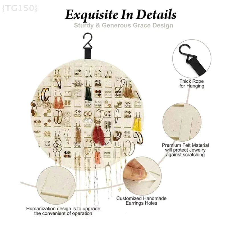 منظم تعليق الأقراط الناعمة من اللباد - حامل عرض مجوهرات جداري متعدد الطبقات لخواتم القلائد والأقراط المرصعة