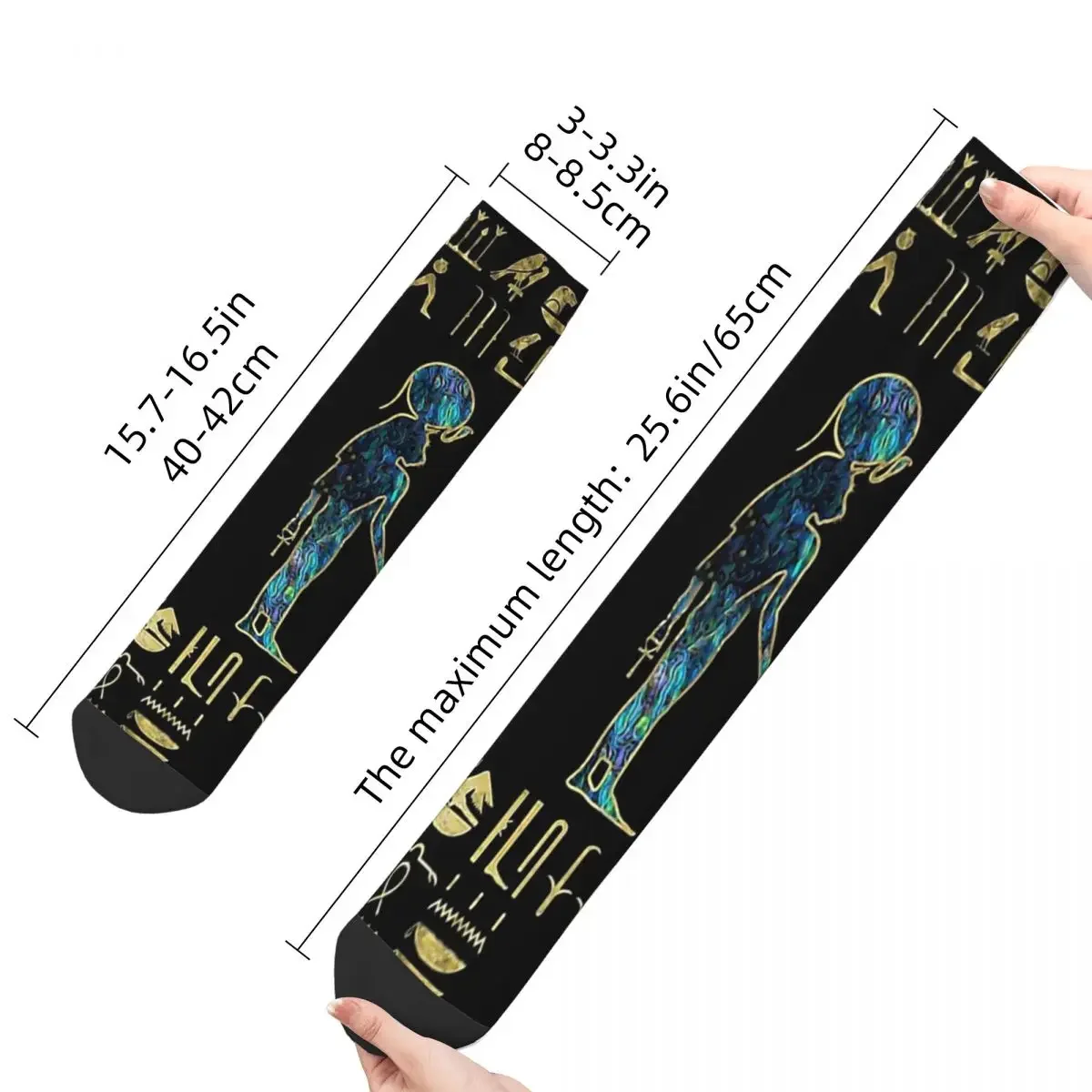 Sock For Men Ornament Gold And Abalone Egyptian Mythology Ancient Egypt Breathable Pattern Printed Crew Sock Seamless Gift