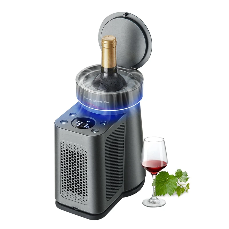 Electric Wine Chiller, 34°F-68°F Temperature Control Single Bottle Portable Cooler For Red/White Wine, Champagne With EU Plug