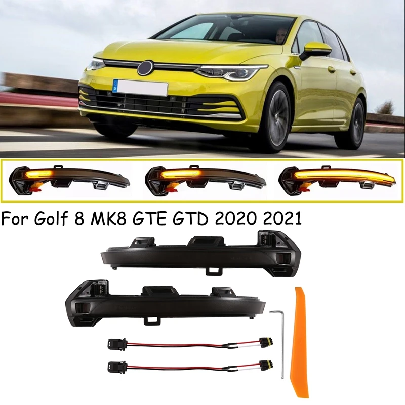 

Автомобильный светодиодный индикатор бокового зеркала, для Golf 8 MK8 GTE GTD 2020 2021, динамические указатели поворота заднего вида, мигалка для зеркала