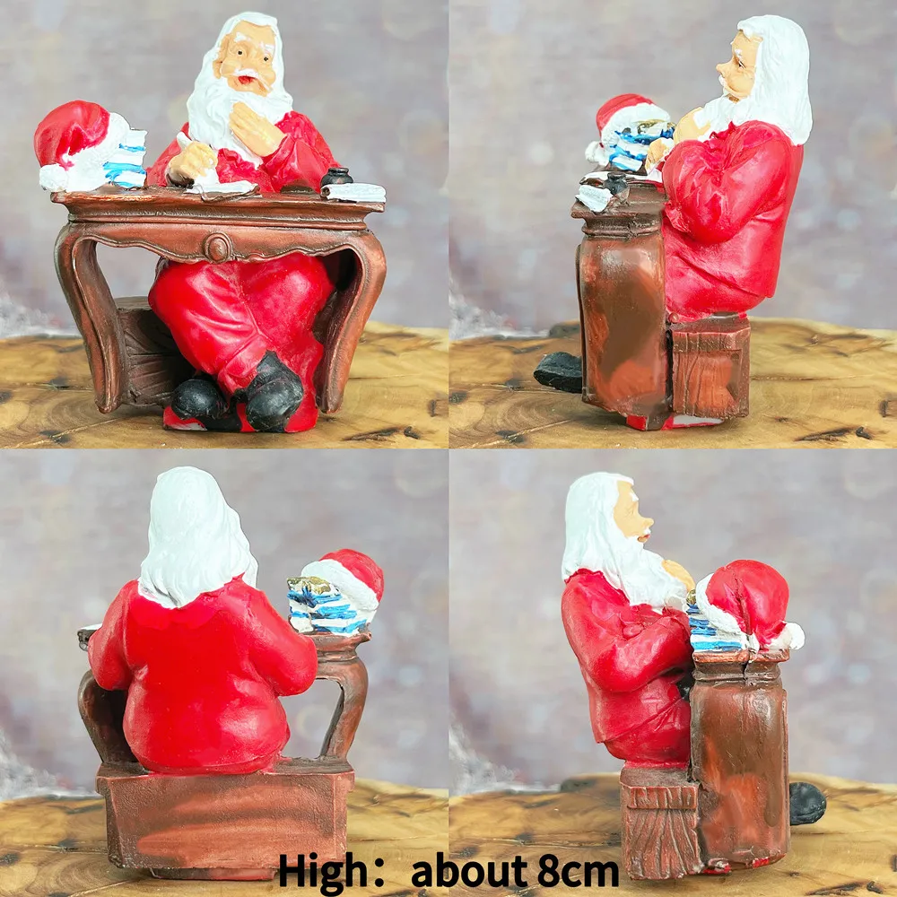 Santa Claus Resin Mini Figurines, Christmas Village Scene Ornament