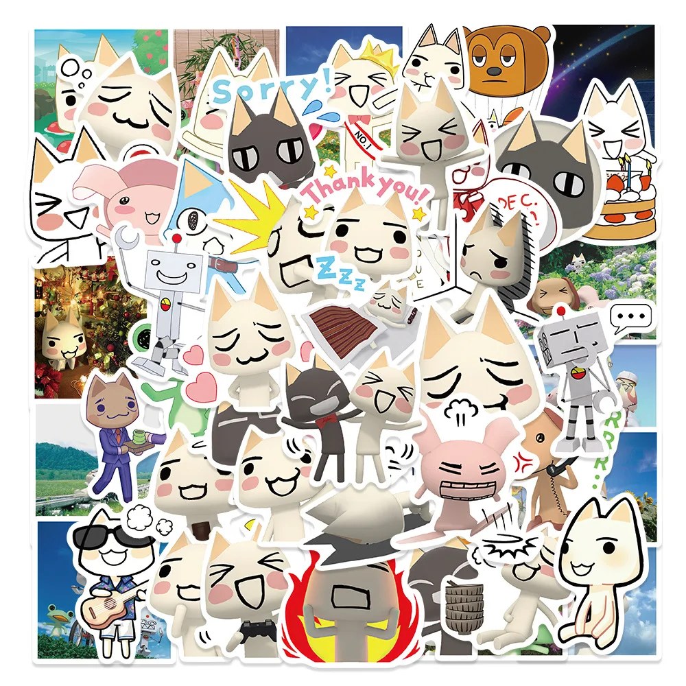 

10//25/50Pcs Cartoon Toro Inoue Cat Stickers Decade for Laptop Guitar Suitcase Scrapbook Diary Waterproof Graffiti Sticker Toys