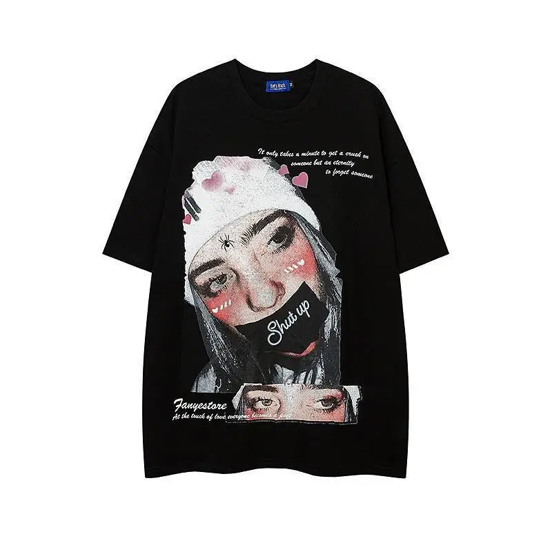 

Новая мужская футболка 2026 года с креативным принтом в стиле хип-хоп, премиум-класса, с коротким рукавом, круглым вырезом, удобная, свободного кроя