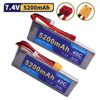 7.4V 5200MAH 60C Lipo Battery For RC Drones Quadcopter Helicopter Boat Spare Batteries With Deans T XT60 plug Connector