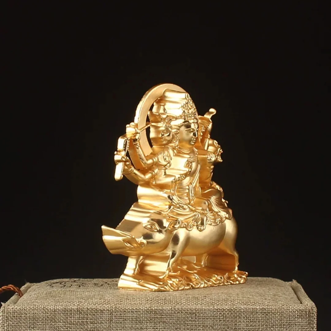 Gold-Plated Alloy Buddha Figurine - Radiant Goddess Personal Patron Saint Statue for Home Decor