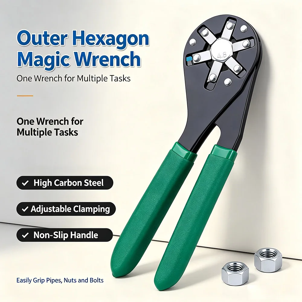 Magic Wrench 6 Inch 8 Inch Household Maintenance Adjustable Twisting Hand Clamping Socket Outer Hexagonal Multifunctional Tool