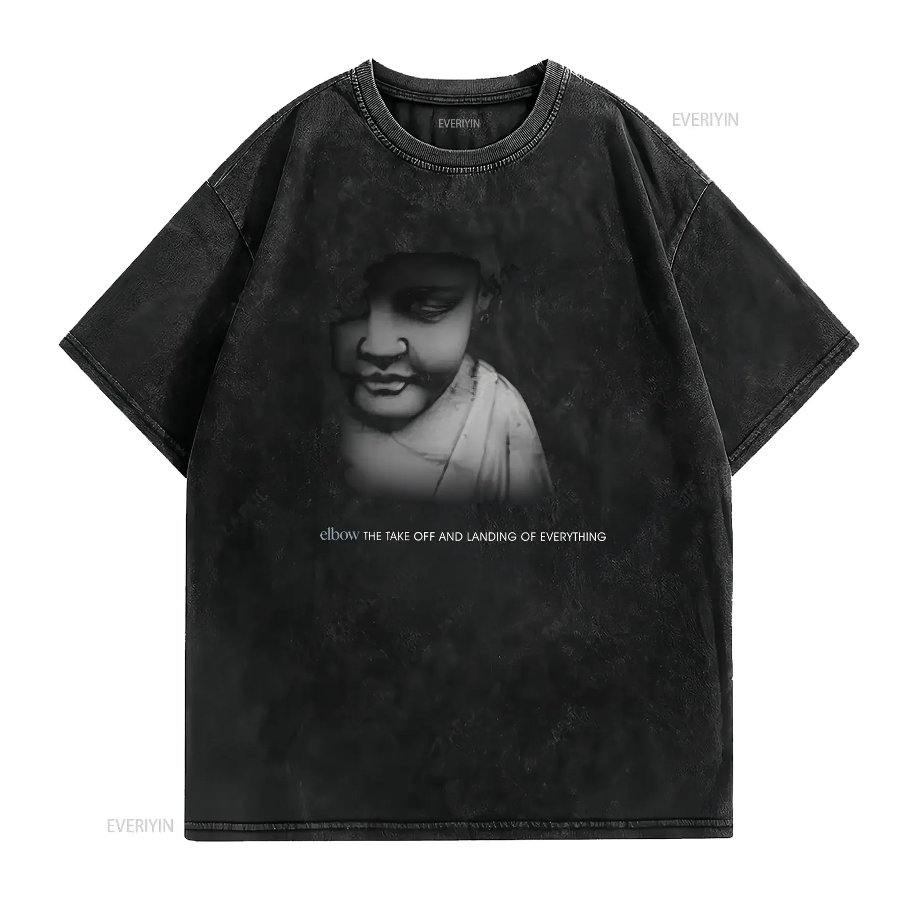 Men's Elbow TTOALOE B W Slim Fit T shirt X Large Black vintage Washed Soft Comfortable homme Casual Unisex Slightly