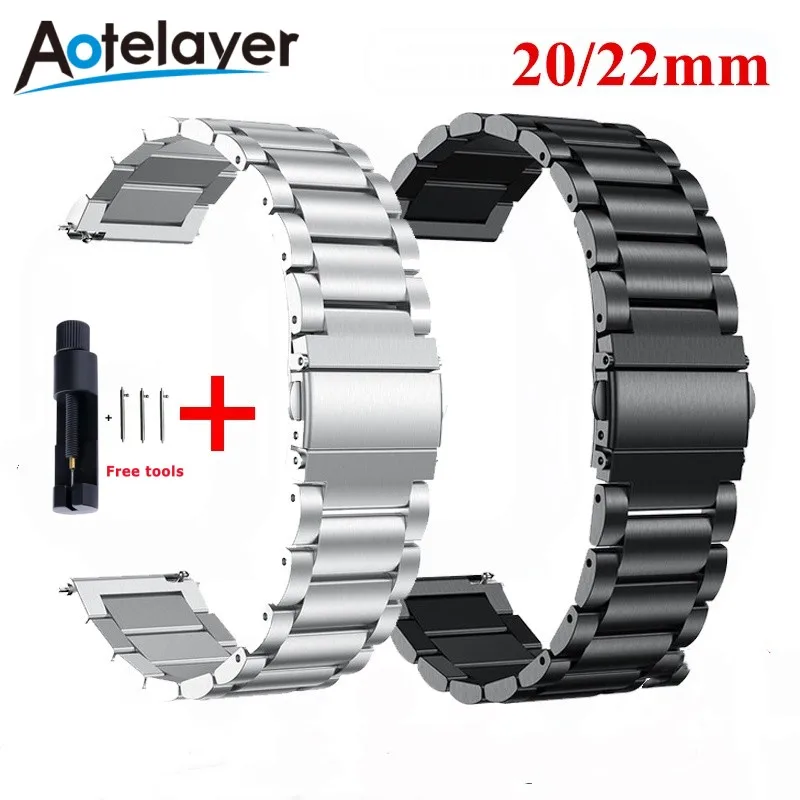 Bracelete de relógio em aço inoxidável Milanese, Quick Release, 22mm, 20mm, 42mm, 46mm, Gear S3 Active 2, Huawei GT3 Pro, GT2e