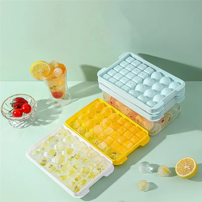

AY03-Round Ice Cube Tray With Lid Ice Maker Mold Ice Cube Tray Round Ice-Cube Ice Box