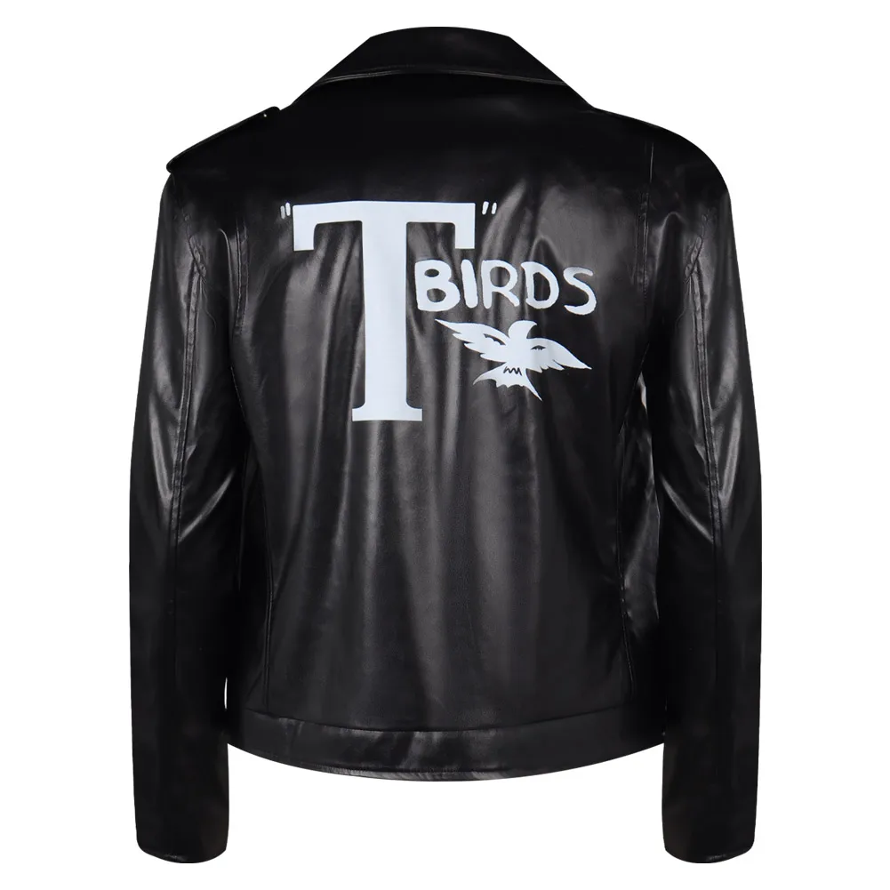 Veste noire T-Birds pour hommes, Graisse TV, Exportateur rose pour dames, Costume cosplay, Manteau décontracté, Tenues de carnaval d'Halloween pour hommes