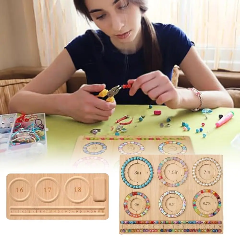 

Wooden Bead Boards with Scale 6" 6.5" 6.75" 7" 7.5" 8" Beading Holder Tray Measurement Tool Beading Organizer for Jewelry Making