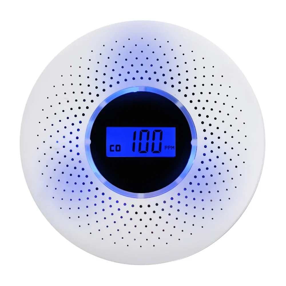 ESCAM 2 في 1 شاشة LCD أول أكسيد الكربون والدخان كومبو كاشف بطارية تعمل CO إنذار مع ضوء LED وامض تحذير الصوت