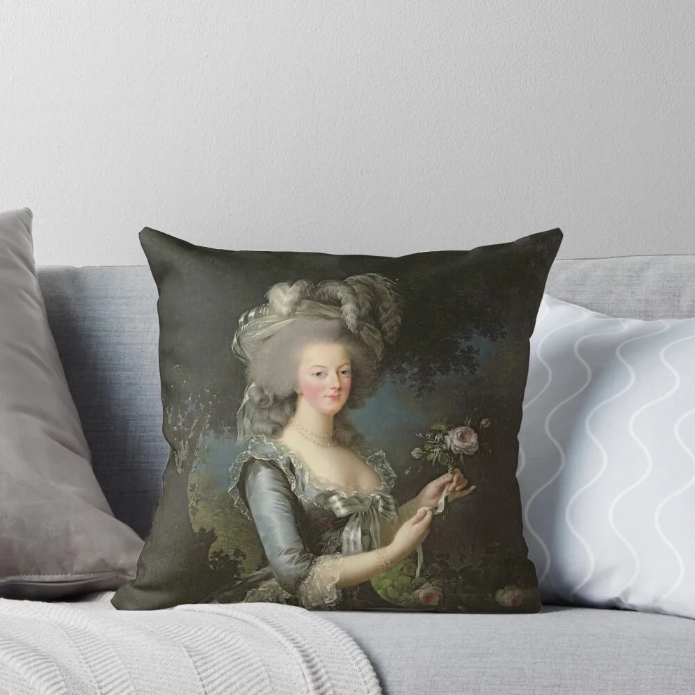 

Elisabeth Louise Vigee - Lebrun - Marie Antoinette (1755 ) With A Rose Throw Pillow Sofa Cushion Cover pillow