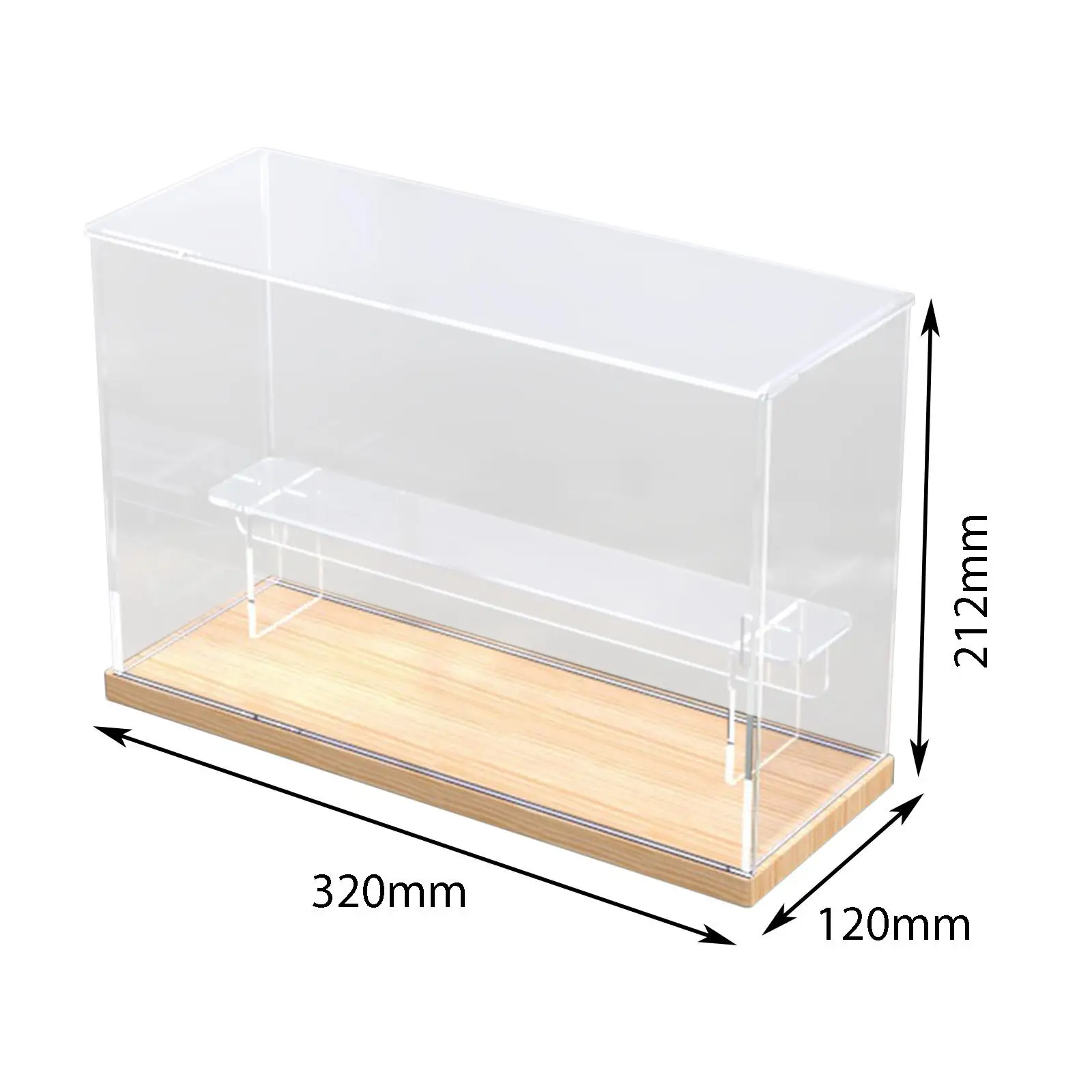 Caixa de exibição de acrílico transparente, cubo de armazenamento de bancada, vitrine para brinquedos, bonecas, estátua, lembranças, proteção, armazenamento e organização