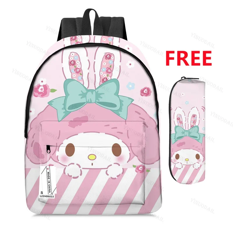 Melody Kt Cat WHITE Theme Backpacks Mochila De Viaje for Schoolbags Study Stationery San Anime Figures Mochila Book Bags