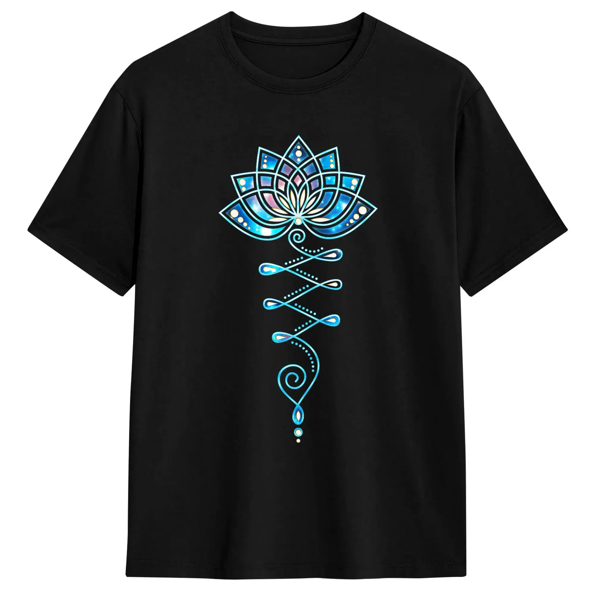 T-shirt d'été à col rond en coton 100% pour hommes, motif fleur de Lotus Unalome Yoga Meditation Awareness Zen, Hip Hop, grande taille 5XL